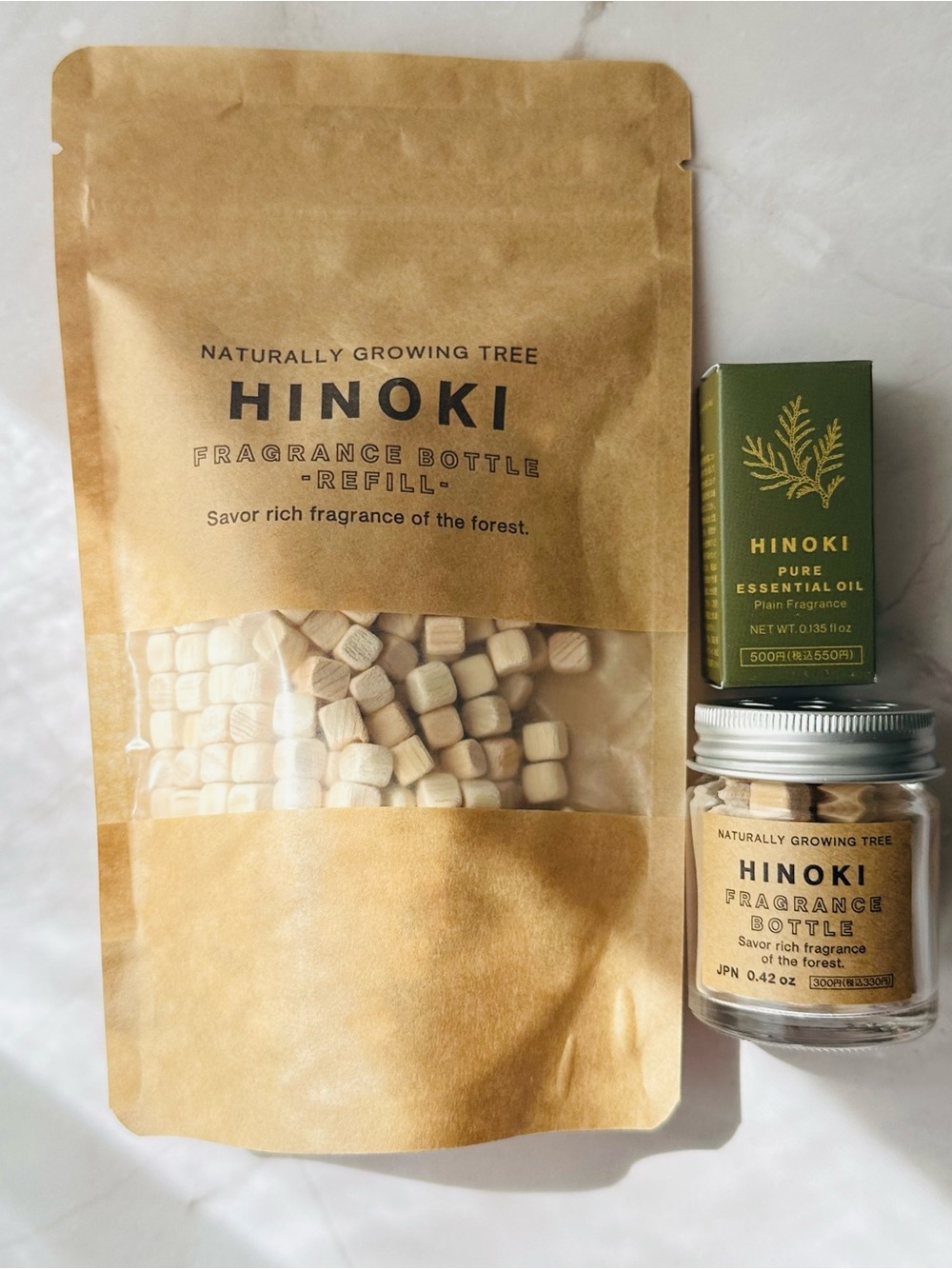 Made In Japan Hinoki Fragrance Bottle Wood Chips & Oil & Wood Chips Refill set